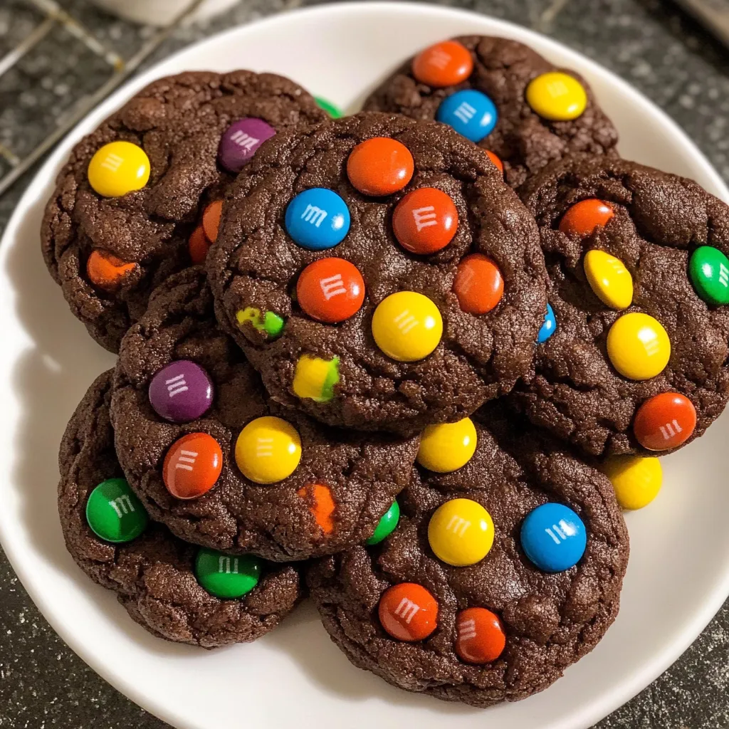 Bright and chewy Chocolate M&M Cookies
