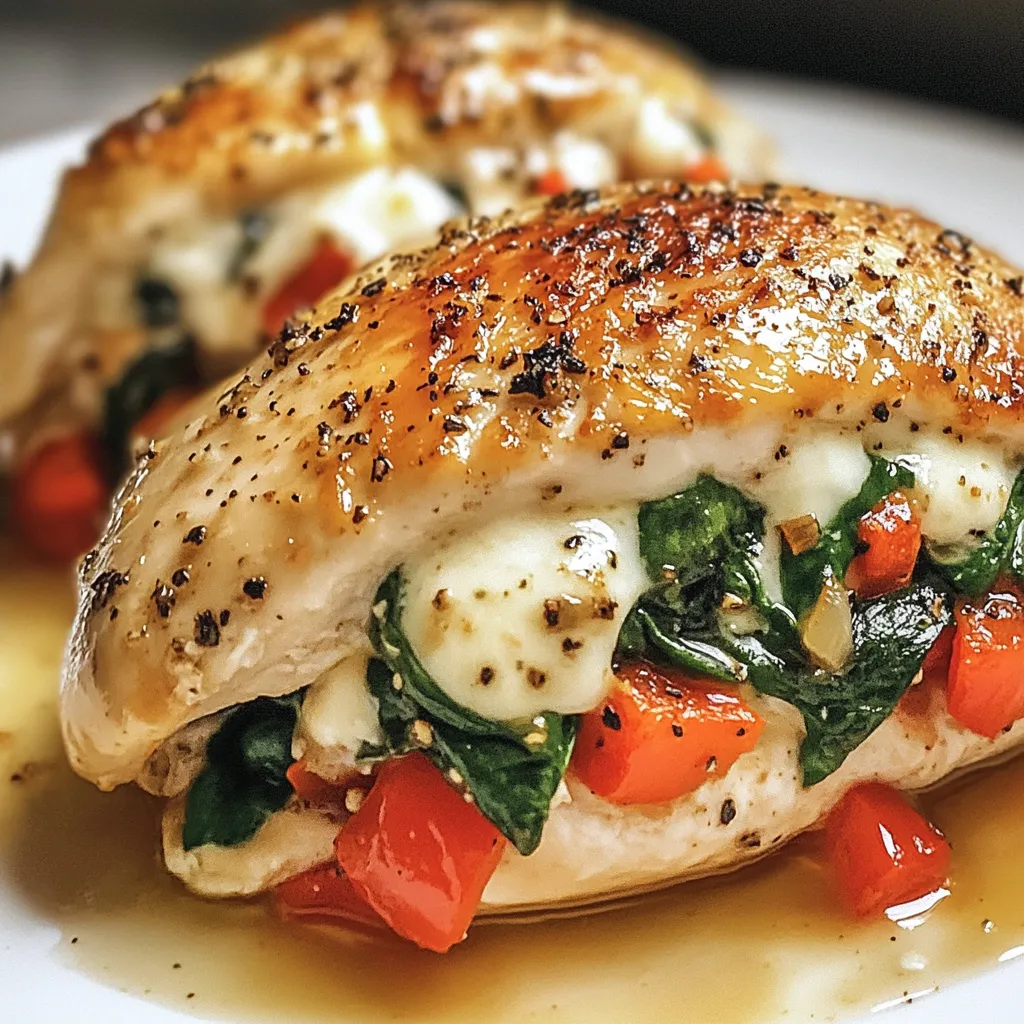 Savory Stuffed Chicken with Roasted Red Peppers, Spinach, and Mozzarella