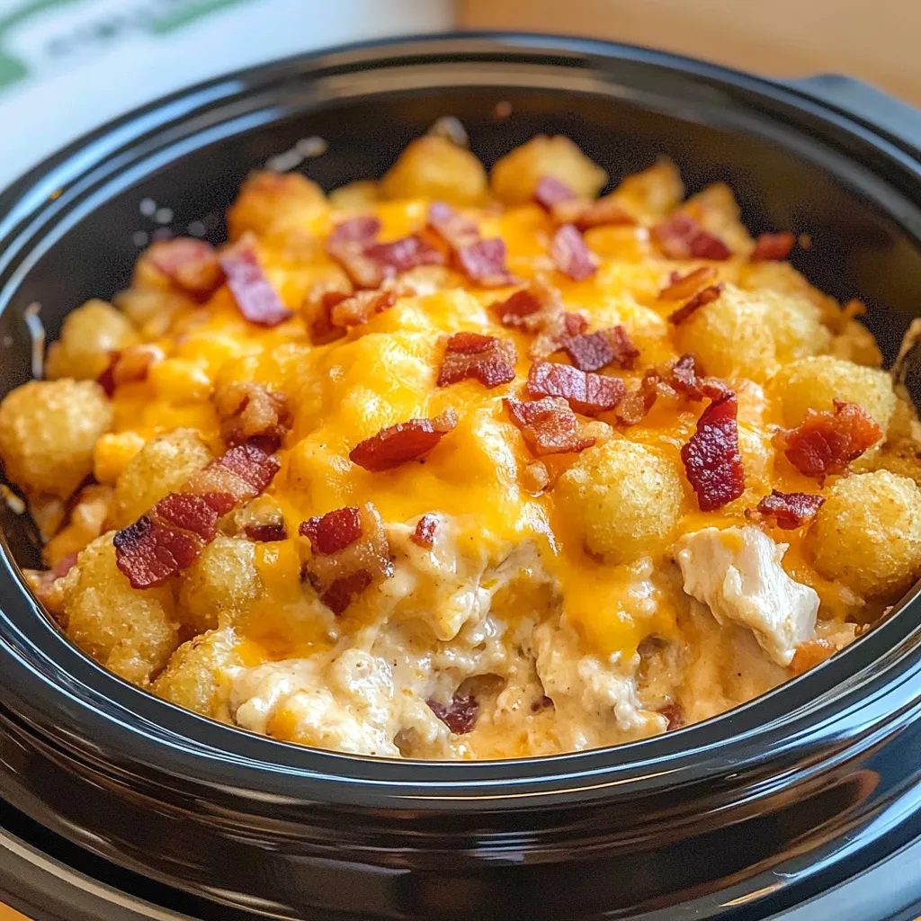 Chicken Tater Tot Casserole in Slow Cooker