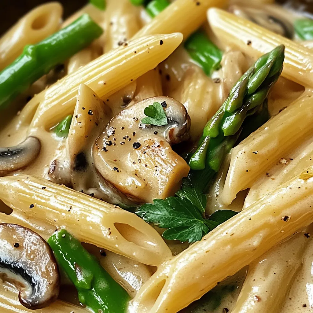 Creamy Mushroom and Asparagus Chicken Penne Meal