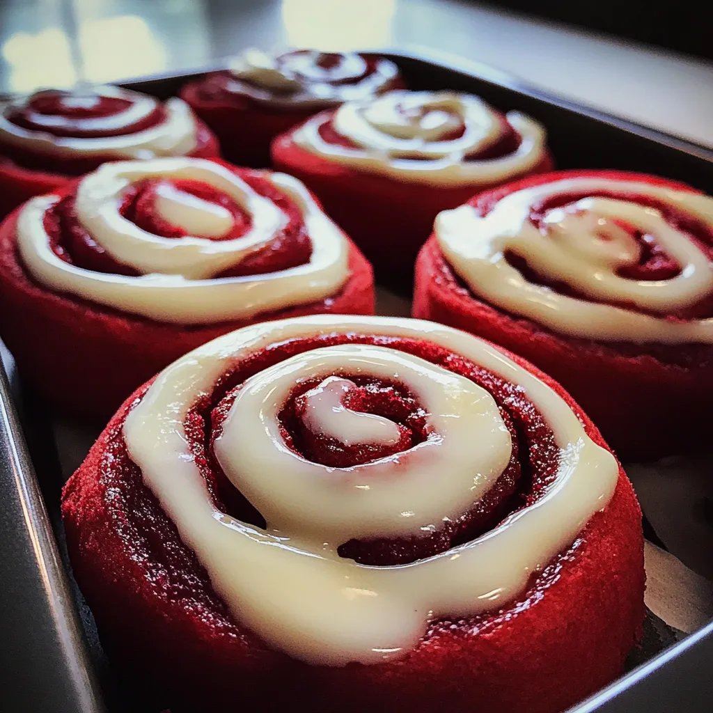 Velvety Red Rolls with Icing