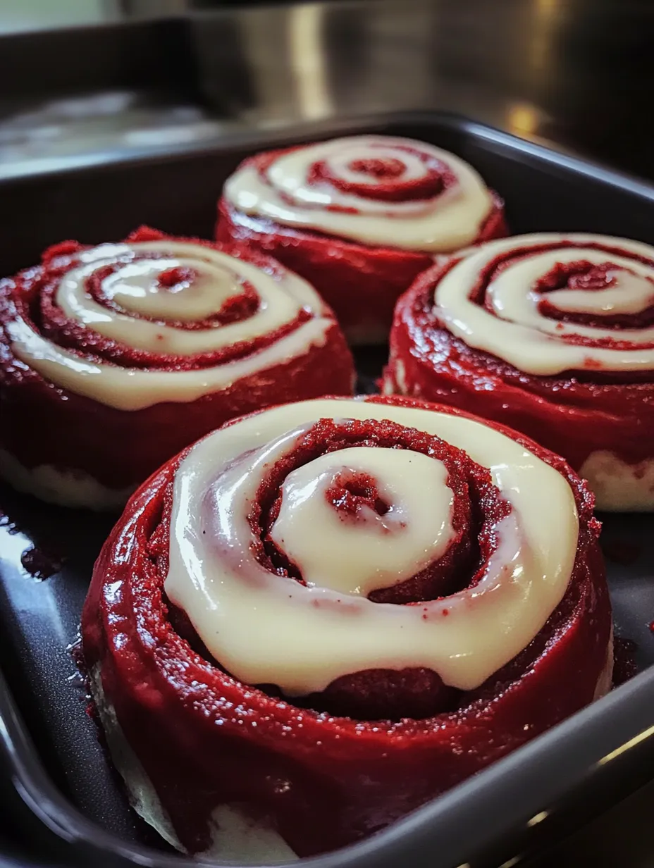Homemade Red Velvet Cinnamon Buns With Cream Cheese Frosting
