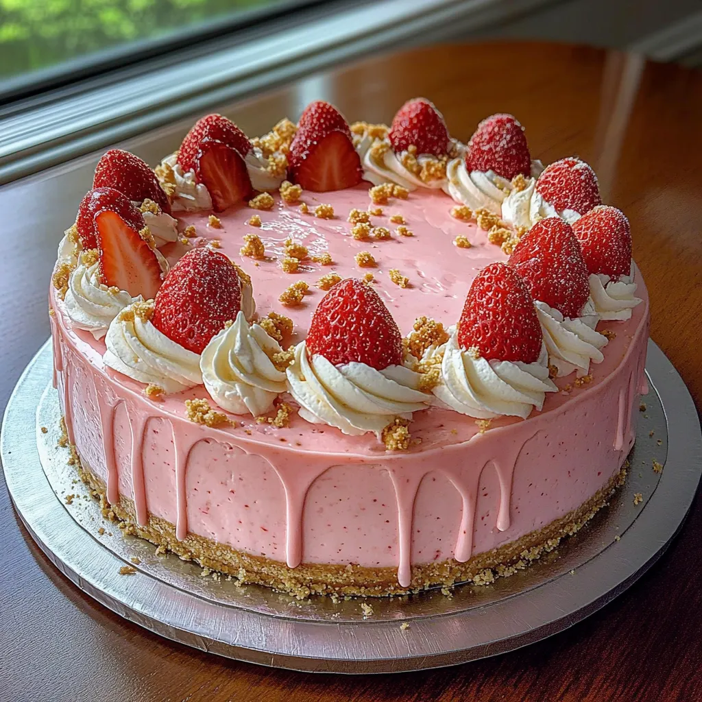 Pink Strawberry Crunch Cake
