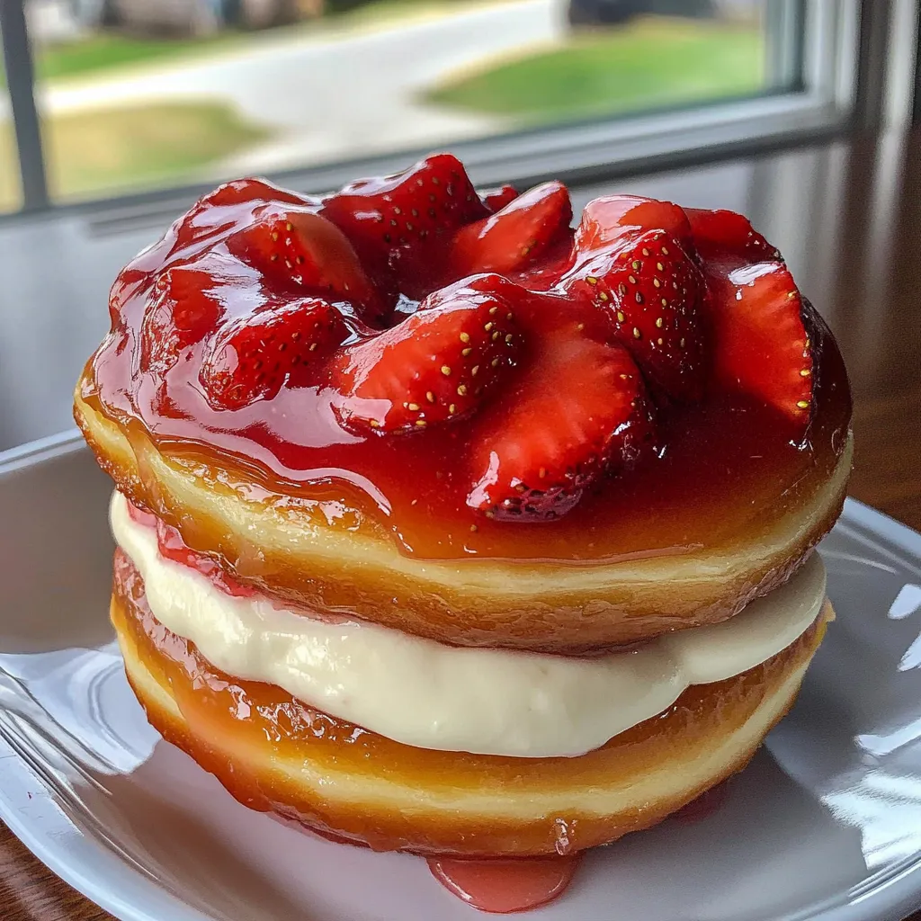 Cheesecake Doughnut with Fresh Strawberries