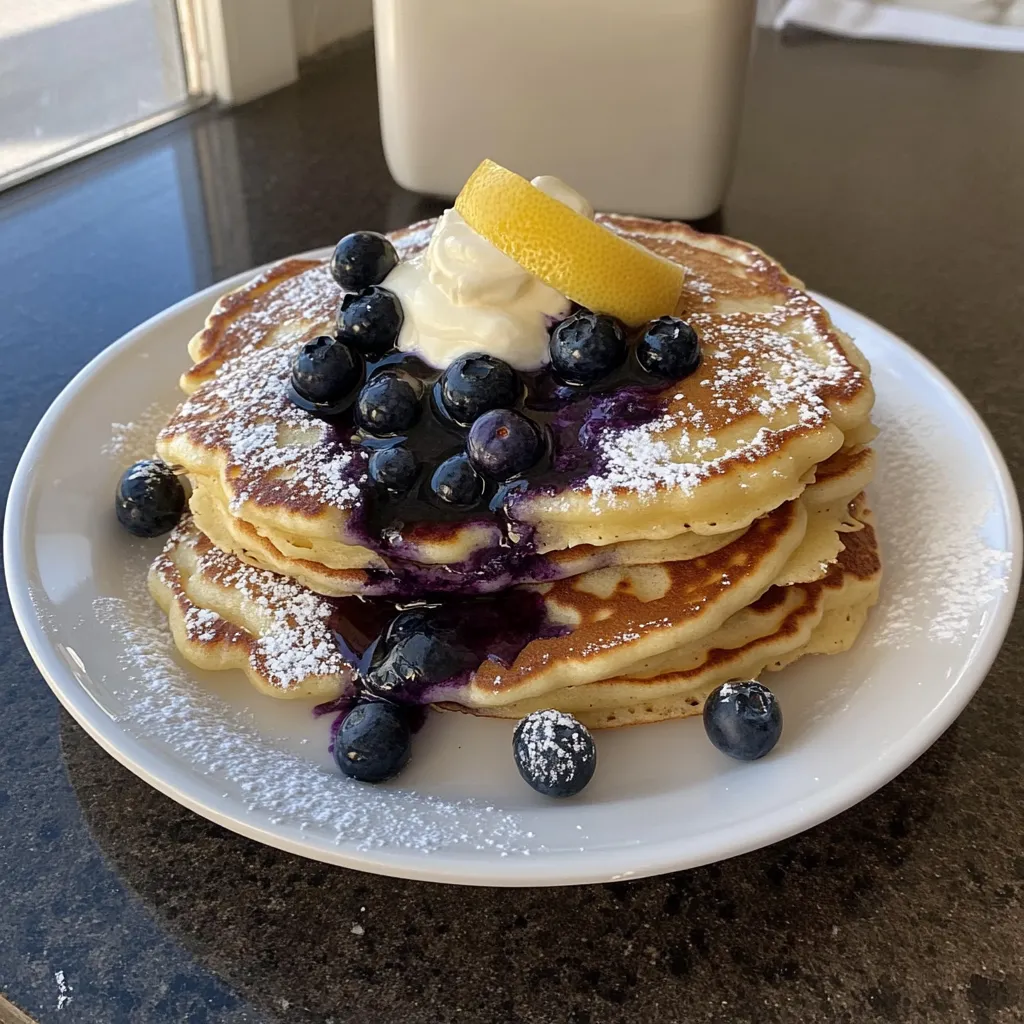 Stack of Blueberry Lemon Pancakes