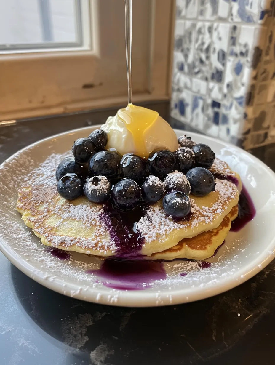 Lemon Blueberry Pancakes Stack