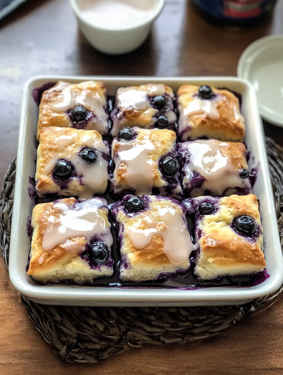 Homemade Blueberry Butter Swim Biscuits with Glaze