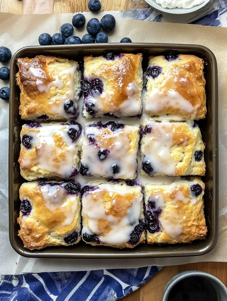 Homemade Blueberry Butter Glazed Biscuits Closeup