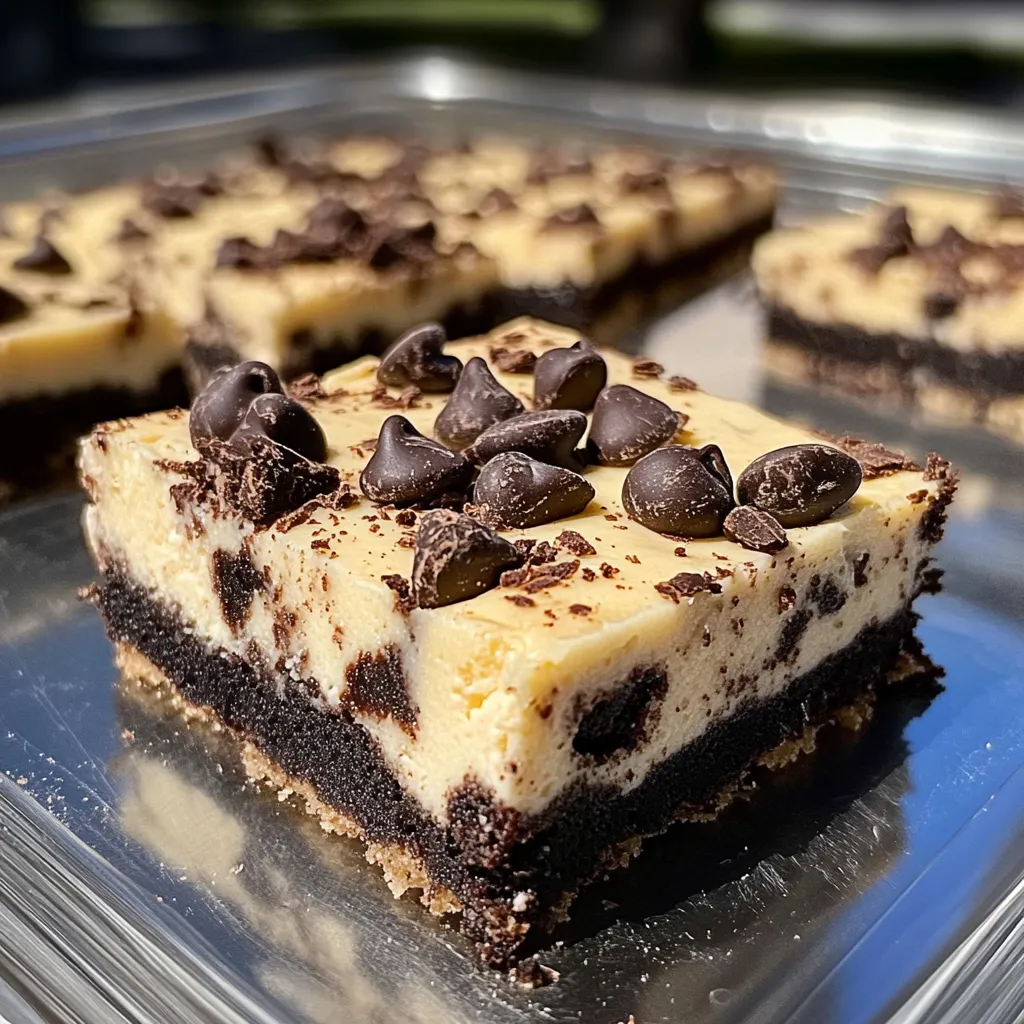 Layers of Oreo, cheesecake, and chocolate chip cookie dough