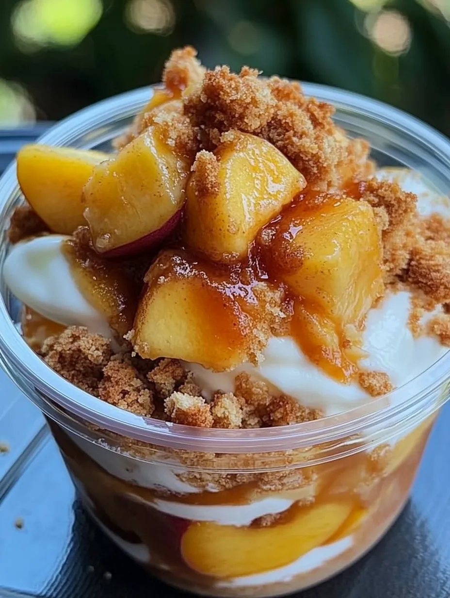 Homemade Peach Cobbler Parfait Glass