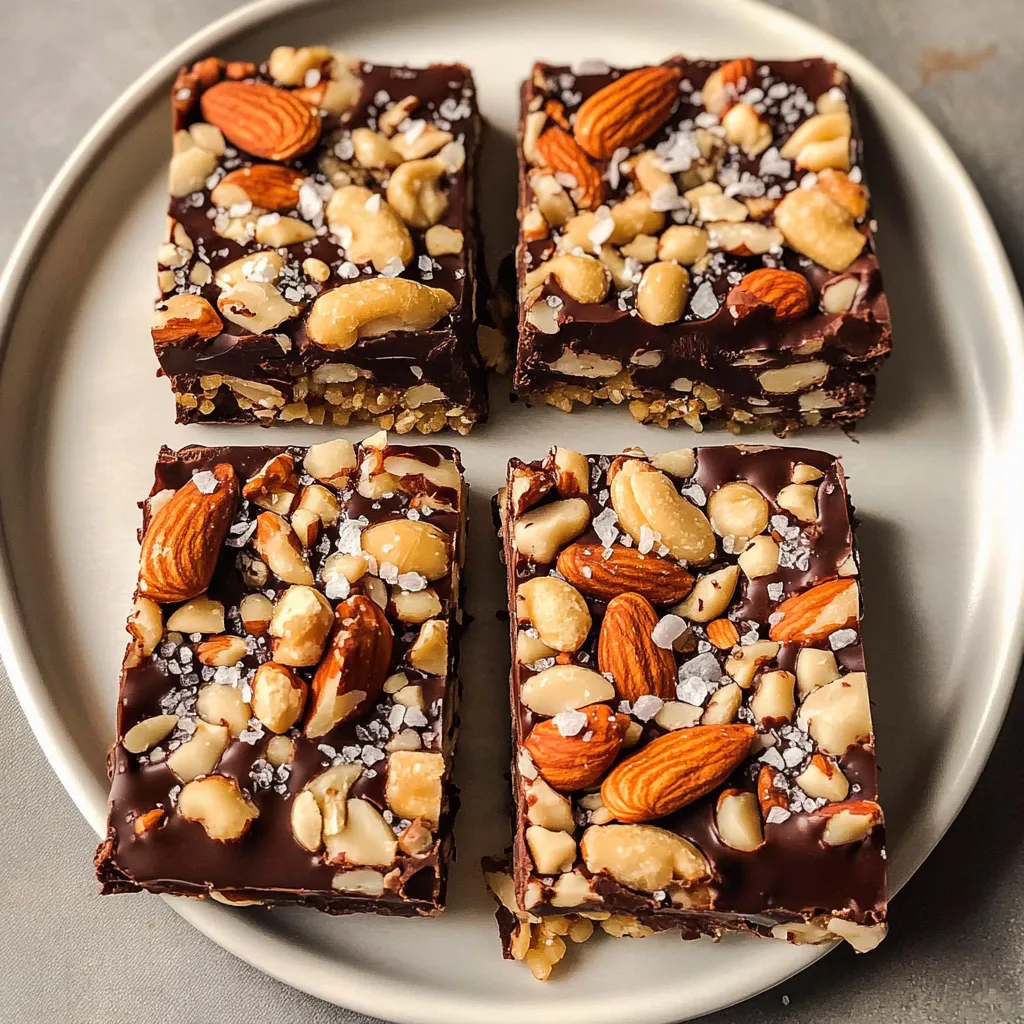 Crunchy Chocolate and Nut Bars with Sea Salt