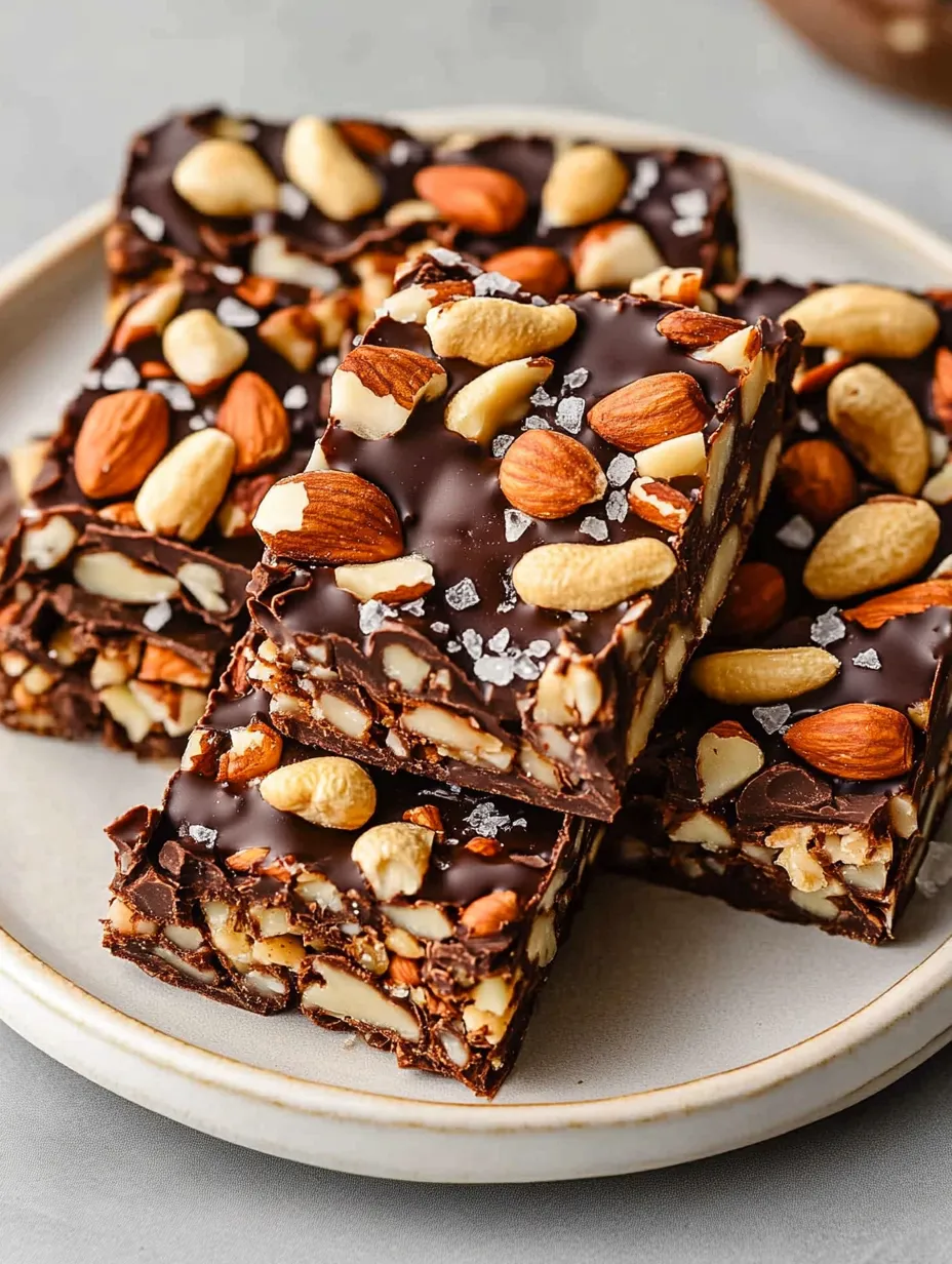 Simple Dark Chocolate and Sea Salt Nut Bars, Chocolate Drizzled