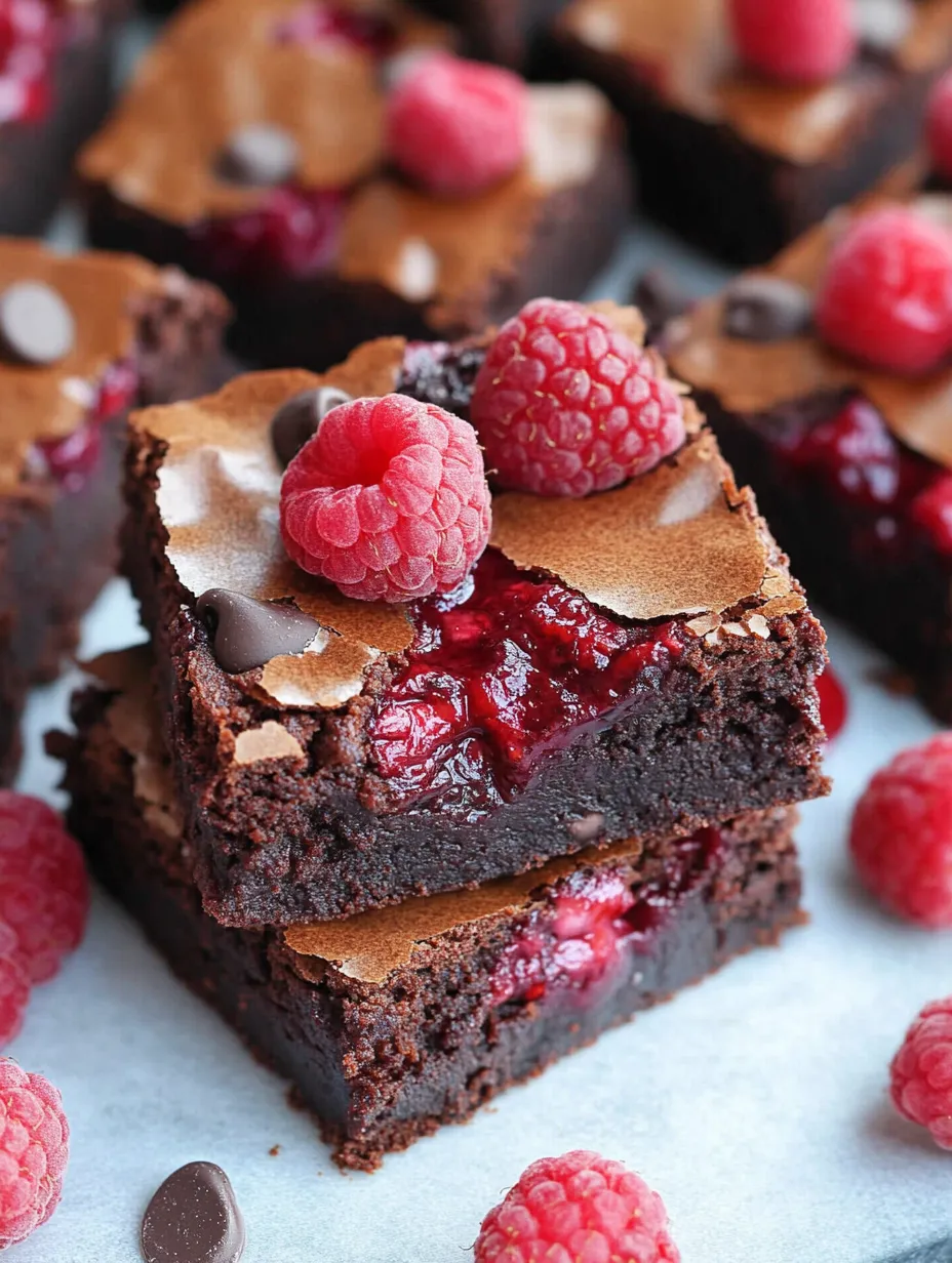 Chocolate Brownies with Raspberry Swirl
