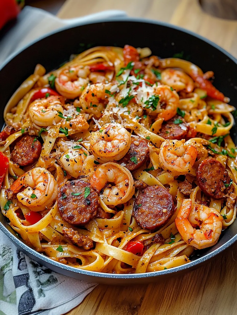 CAJUN SHRIMP PASTA SAUSAGE CREAMY HOMEMADE