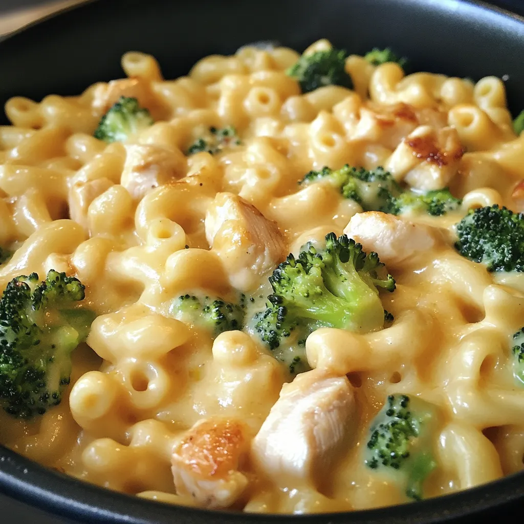 Creamy Broccoli Mac with Cheddar and Chicken