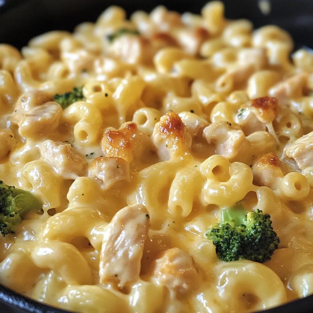 Easy Broccoli Cheddar Mac and Cheese with Chicken