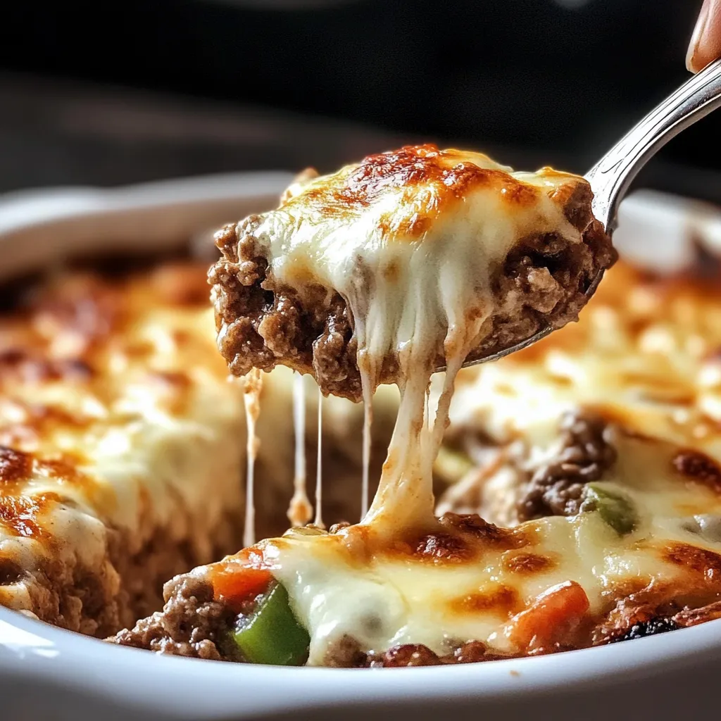 Cheesy Philly Casserole with Ground Beef