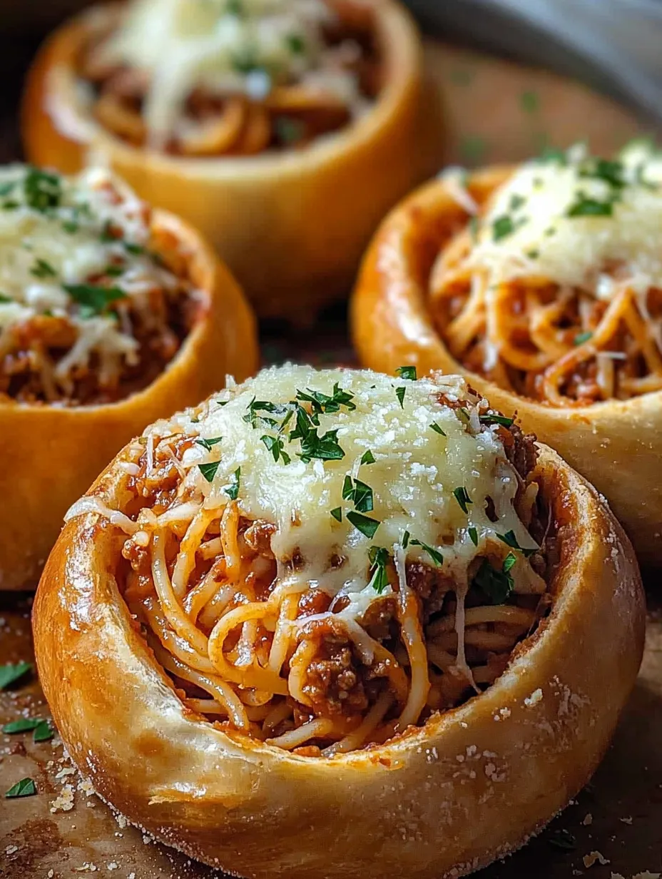 Super Easy Spaghetti Garlic Bread Bowls