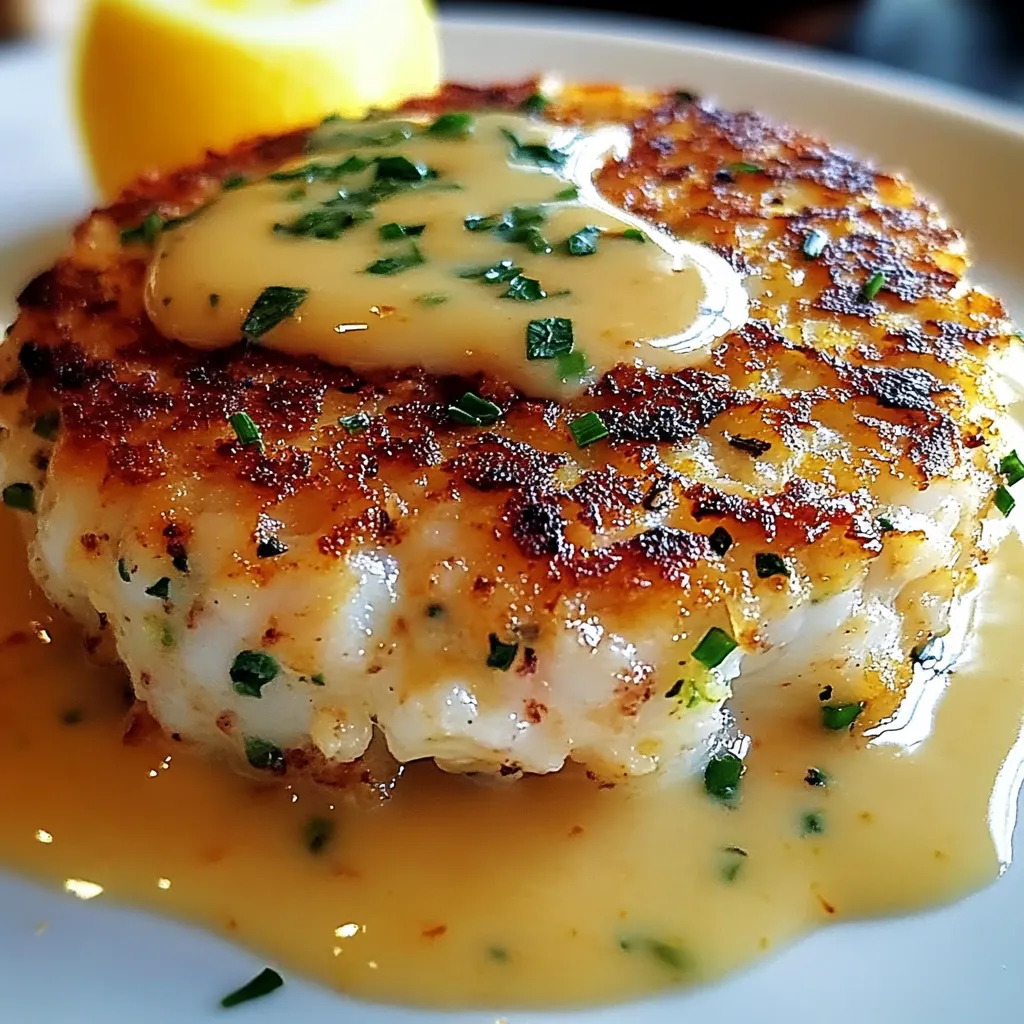 Savory Cheddar Crab Cakes with Lemon Sauce