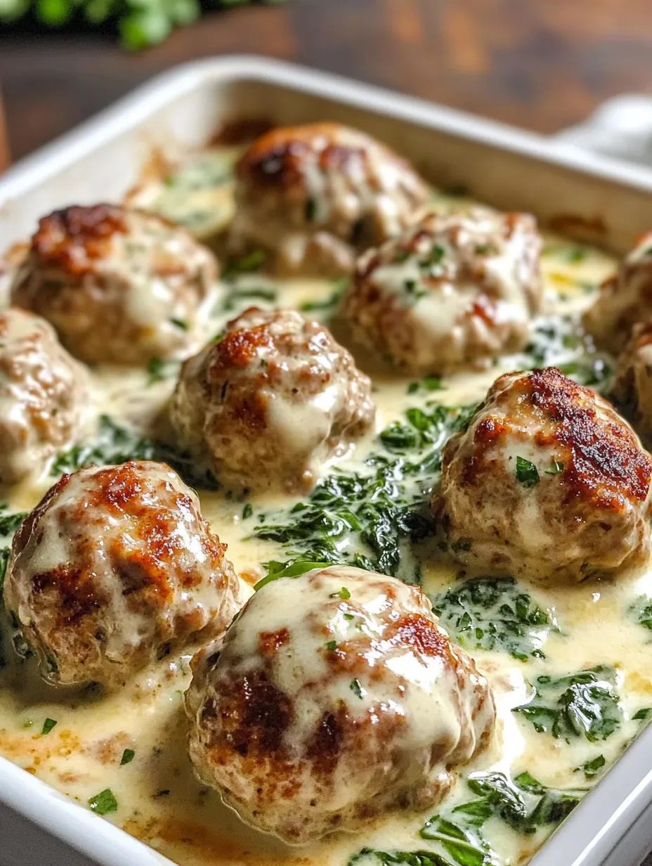 Simple Southern Chicken Ricotta Meatballs with Spinach Alfredo Sauce