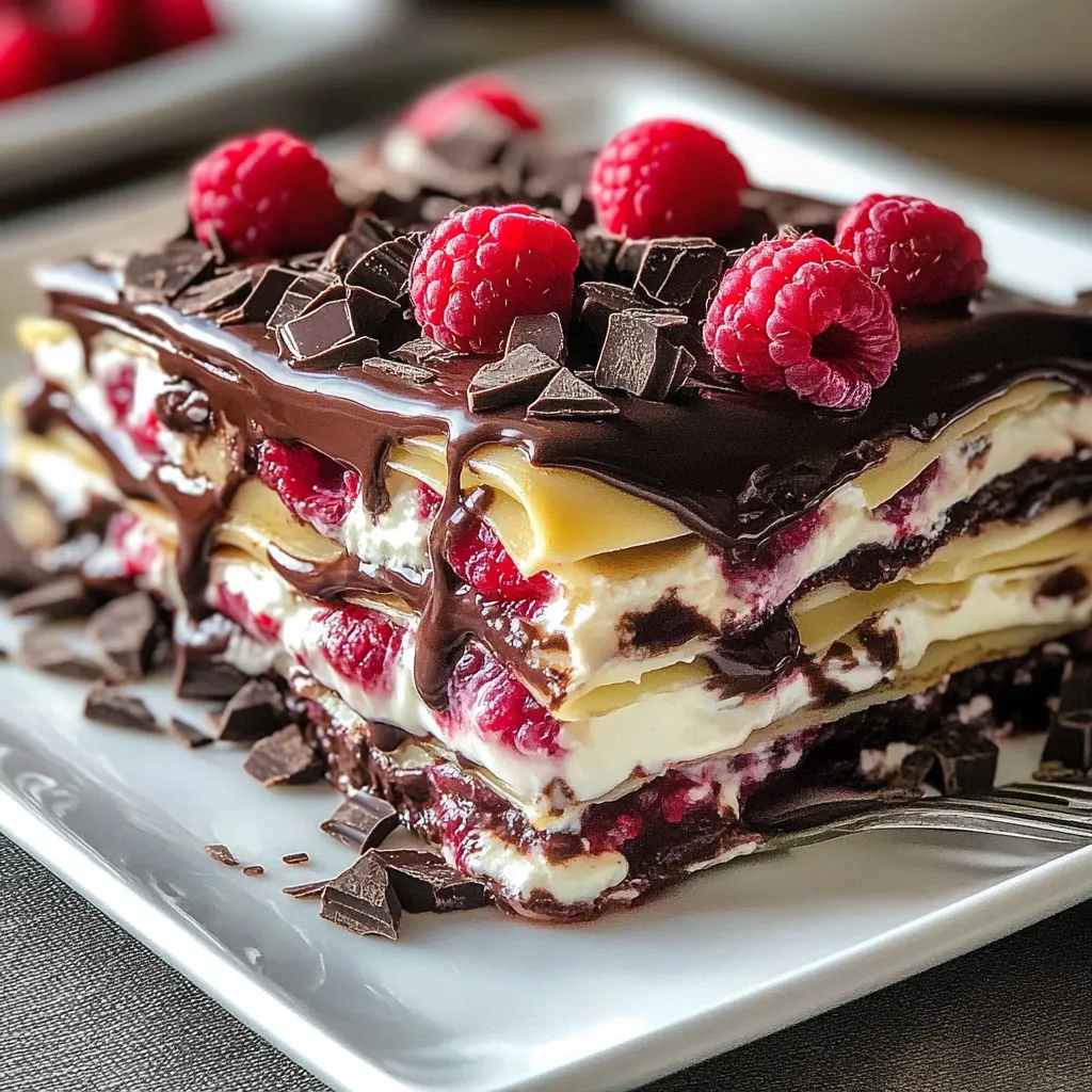 Easy Raspberry Chocolate Dessert Lasagna