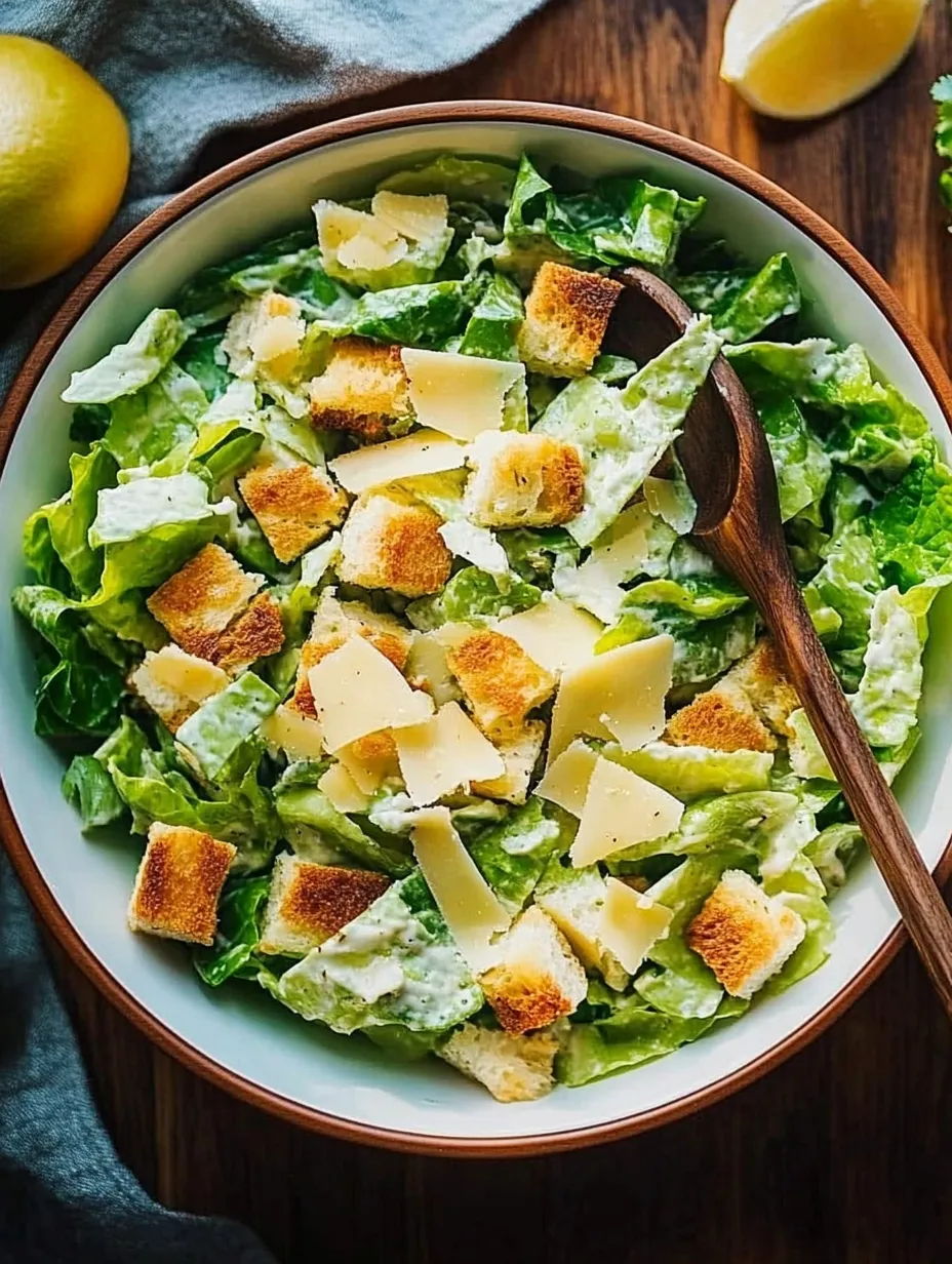 A bowl full of greens, cheesy bits, and golden croutons.