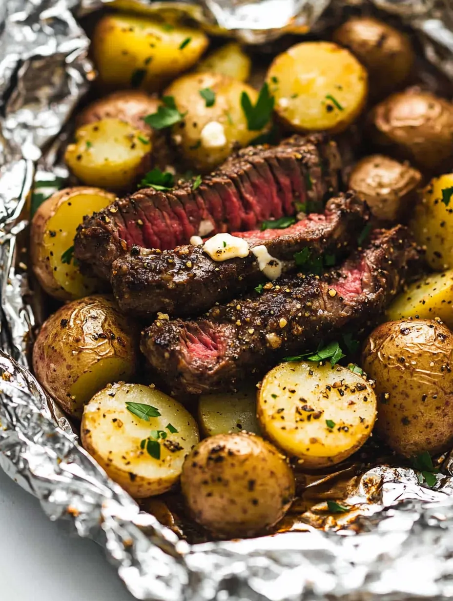 Garlic Steak and Potato Foil Packs