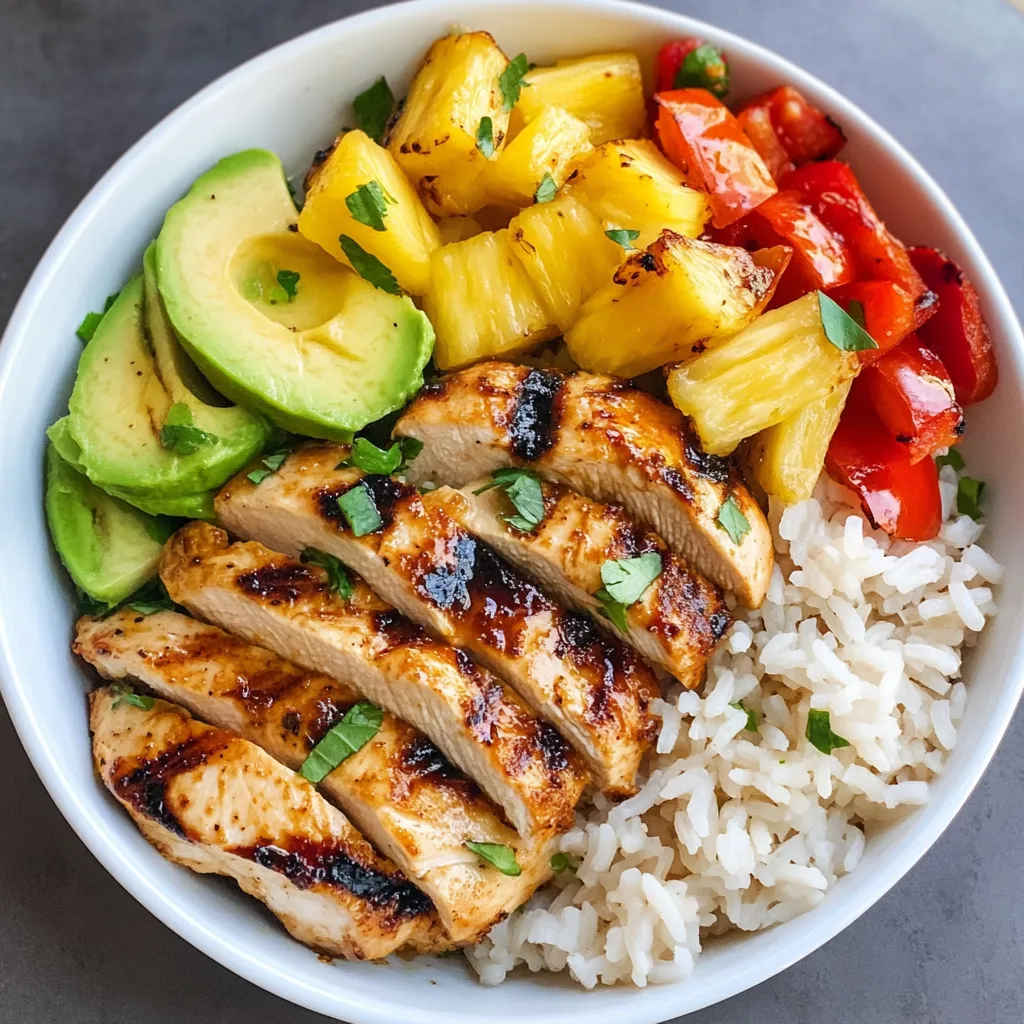 Chicken Bowls with Coconut Rice and Pineapple