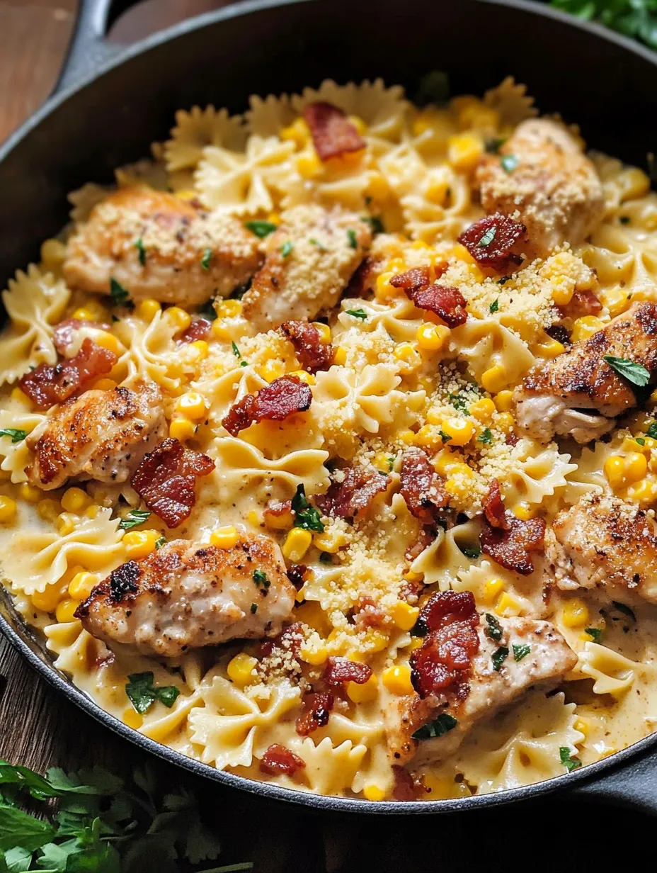 Creamy Chicken and Corn Pasta with Bacon
