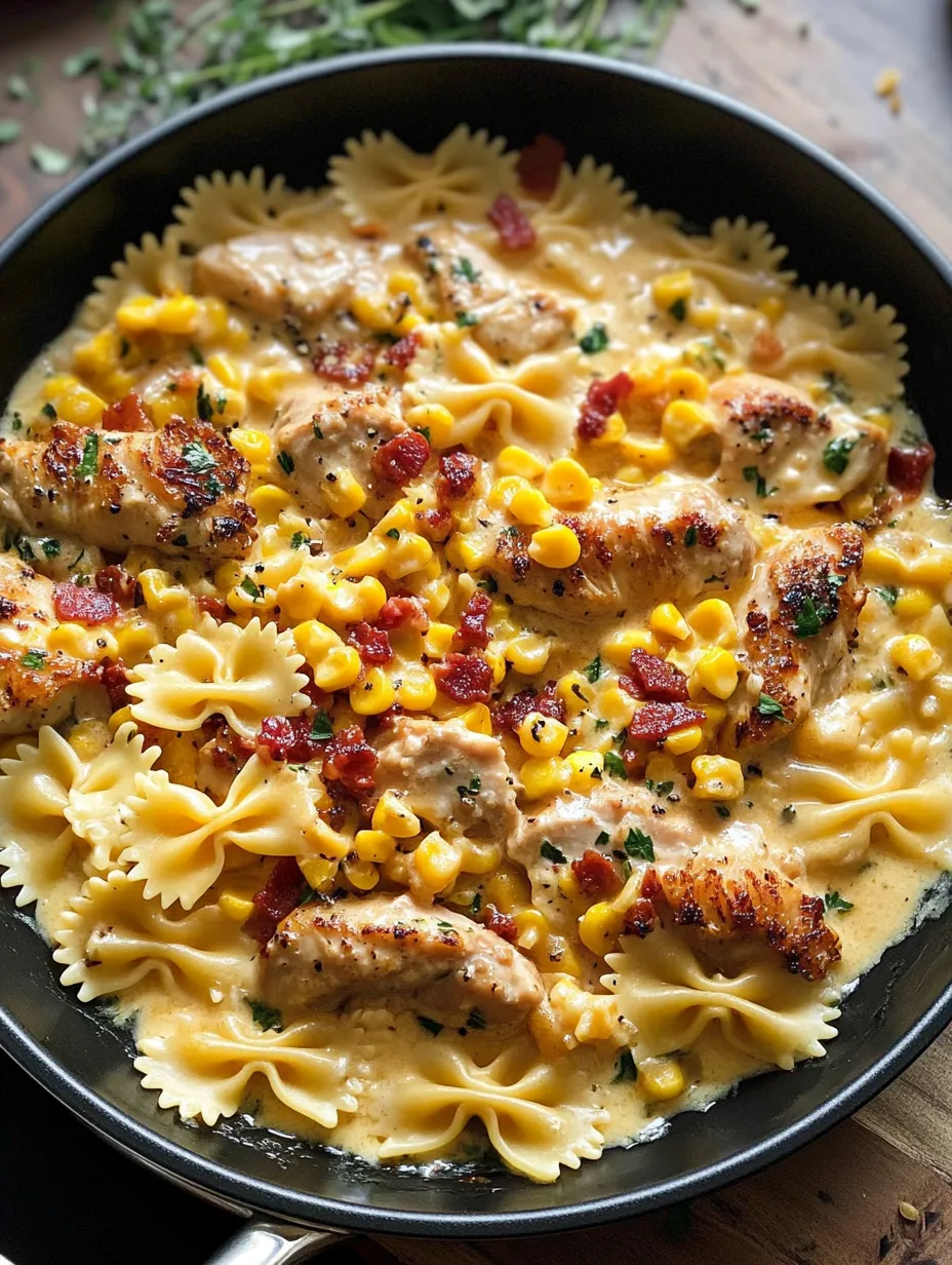 Creamy Chicken and Corn Pasta with Bacon