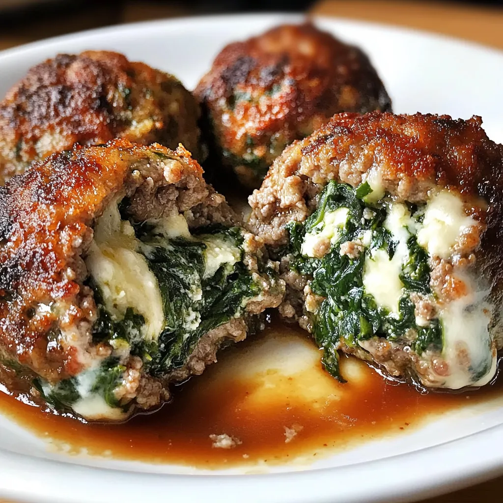 Spinach Meatballs with Mozzarella Filling
