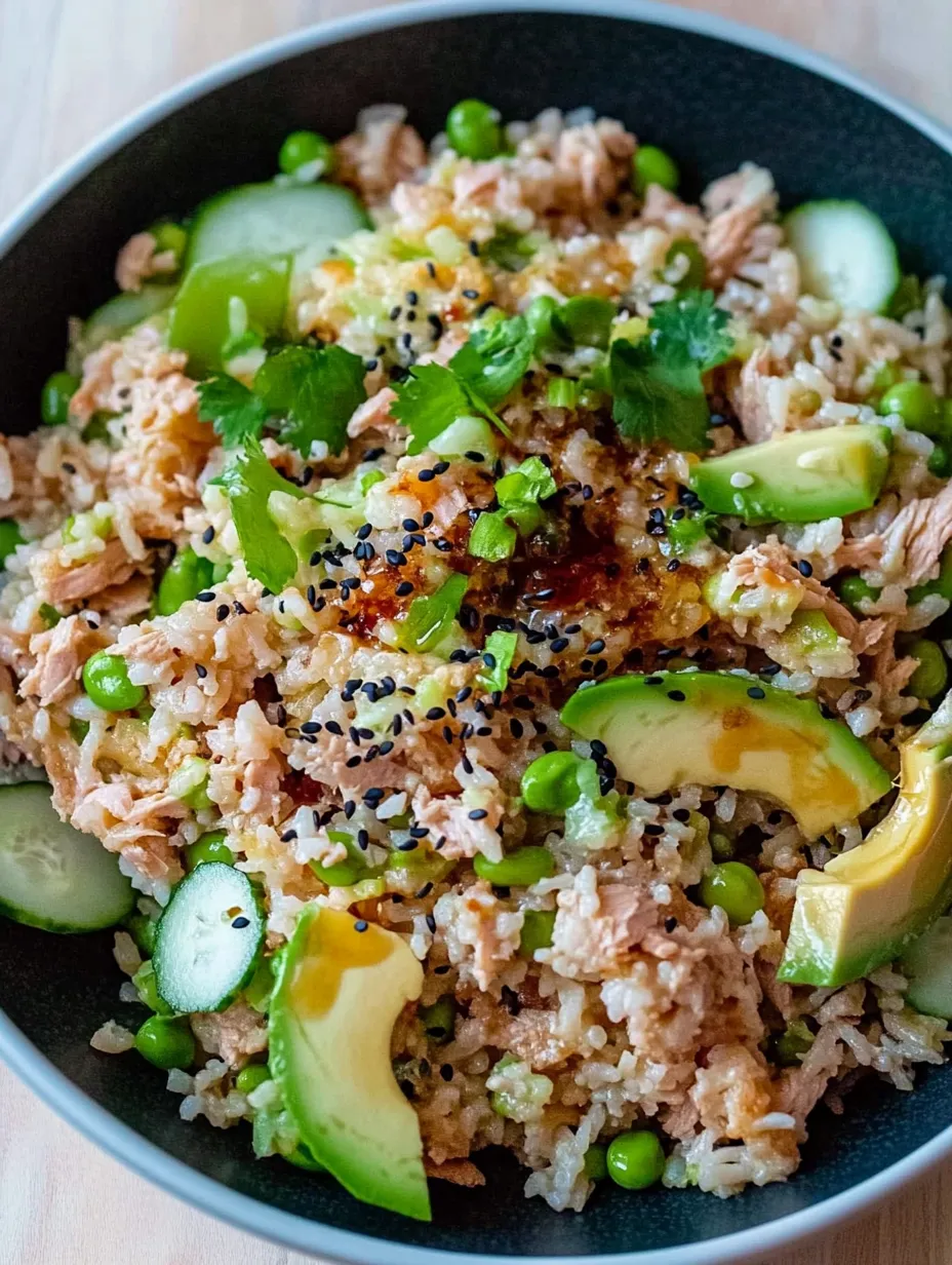 Tuna Avocado Crispy Rice Salad