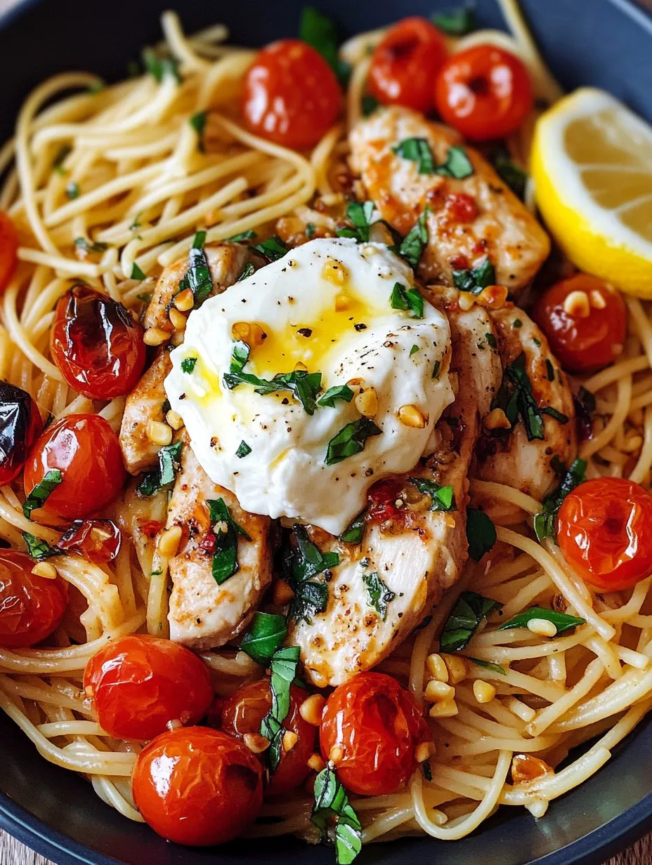 Chicken Spaghetti with Burrata