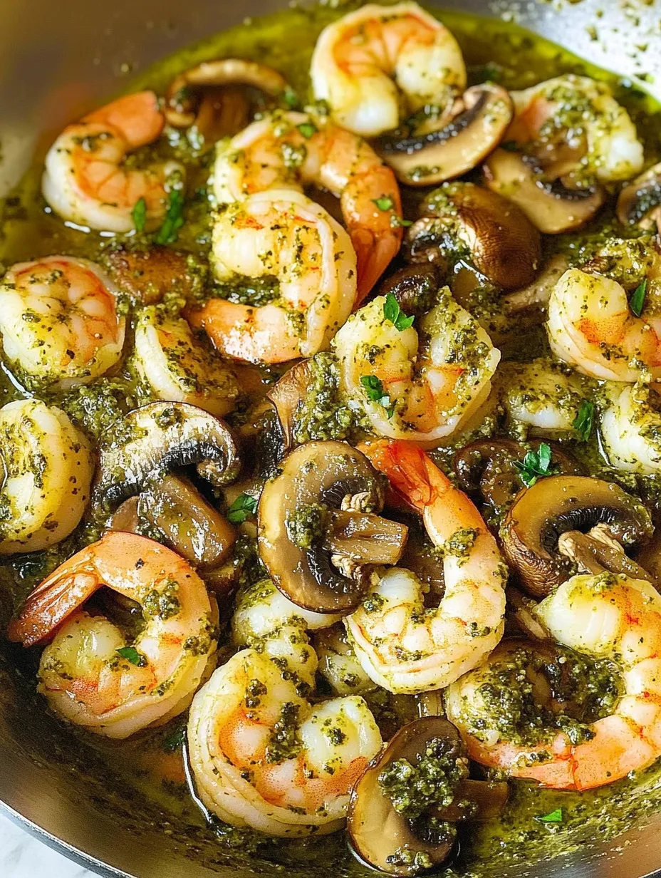 Pesto Shrimp with Mushrooms
