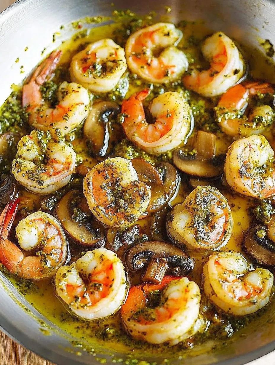 Pesto Shrimp with Mushrooms