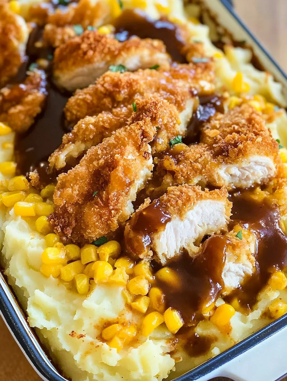 Mashed Potato Casserole with Crispy Chicken
