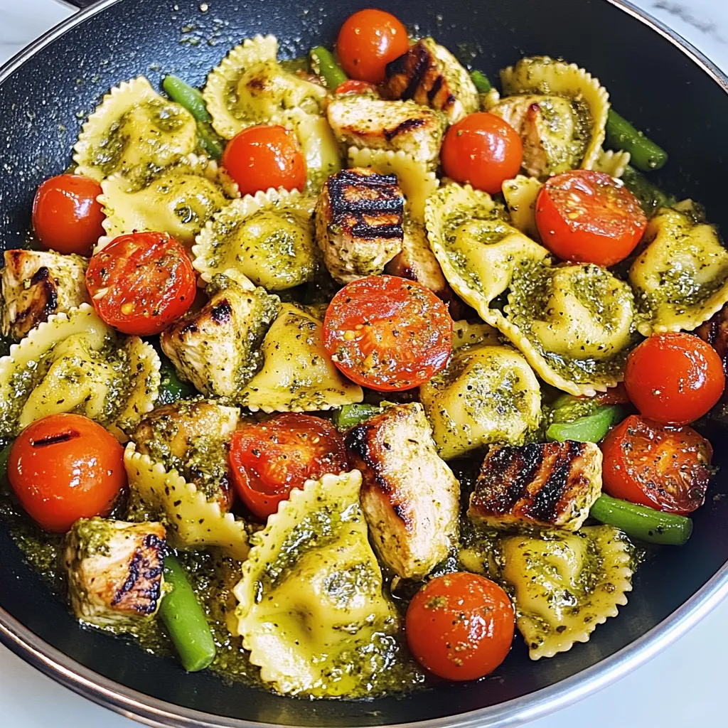 Creamy Pesto Chicken Ravioli with Veggies