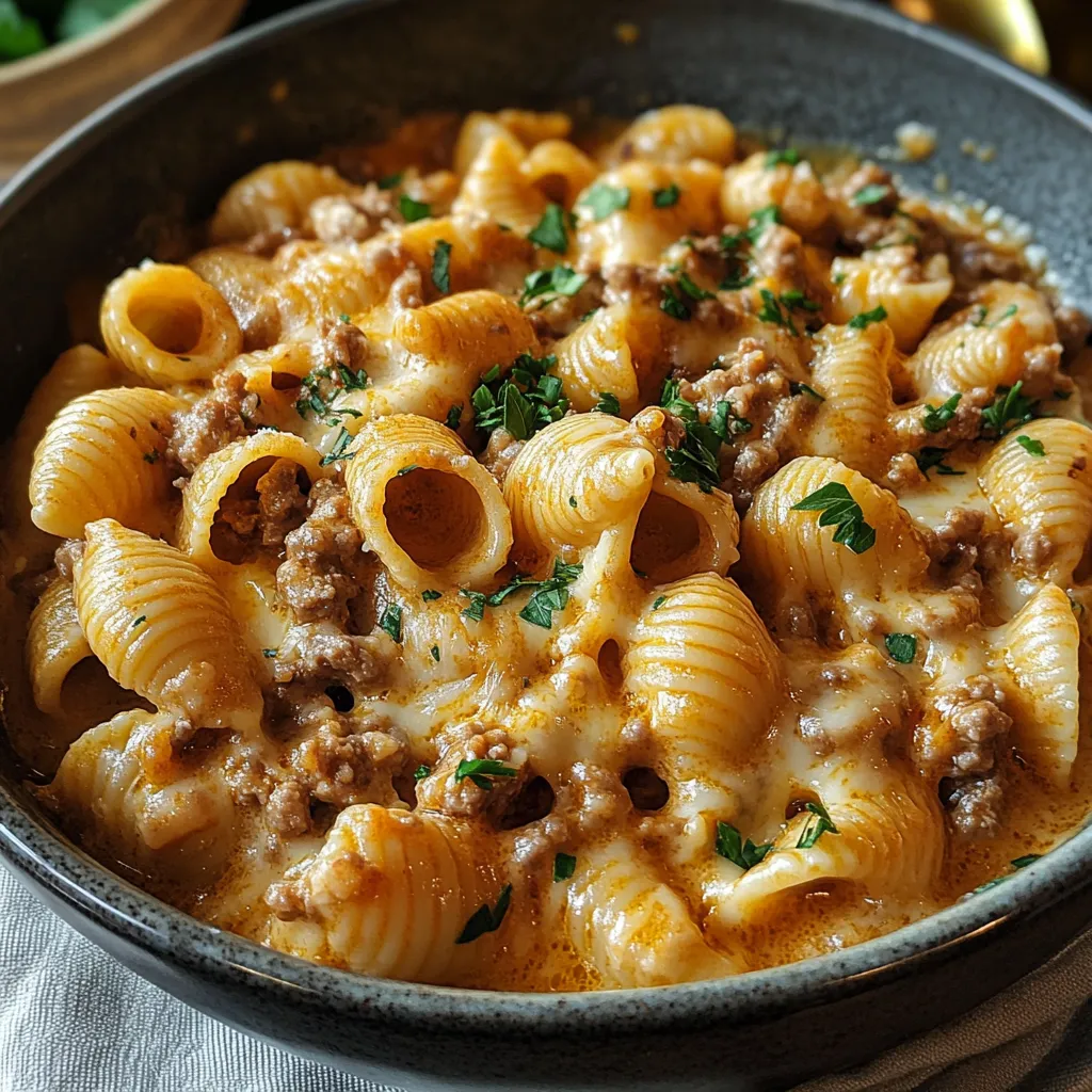 Easy Rich and Comforting Creamy Beef Shells Bake