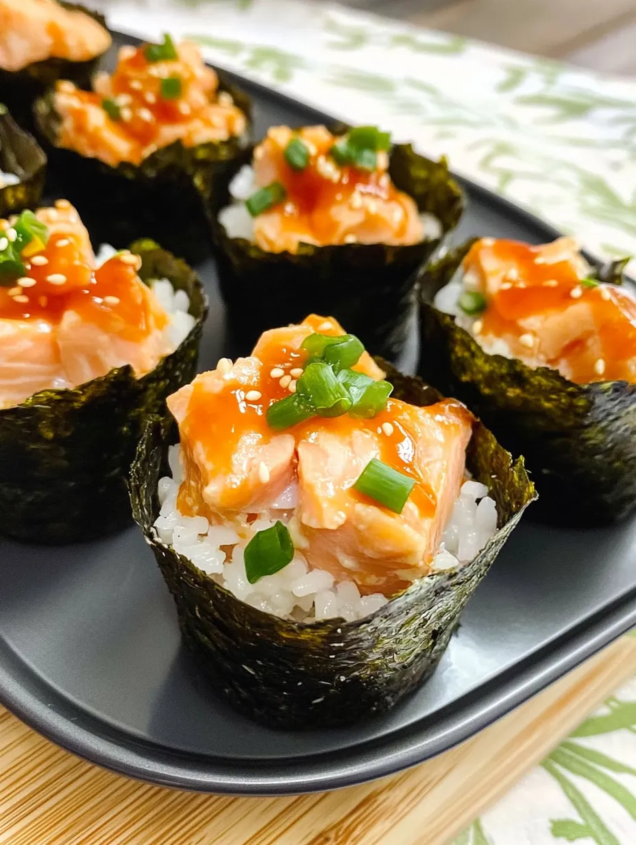 Spicy Salmon Sushi Cups
