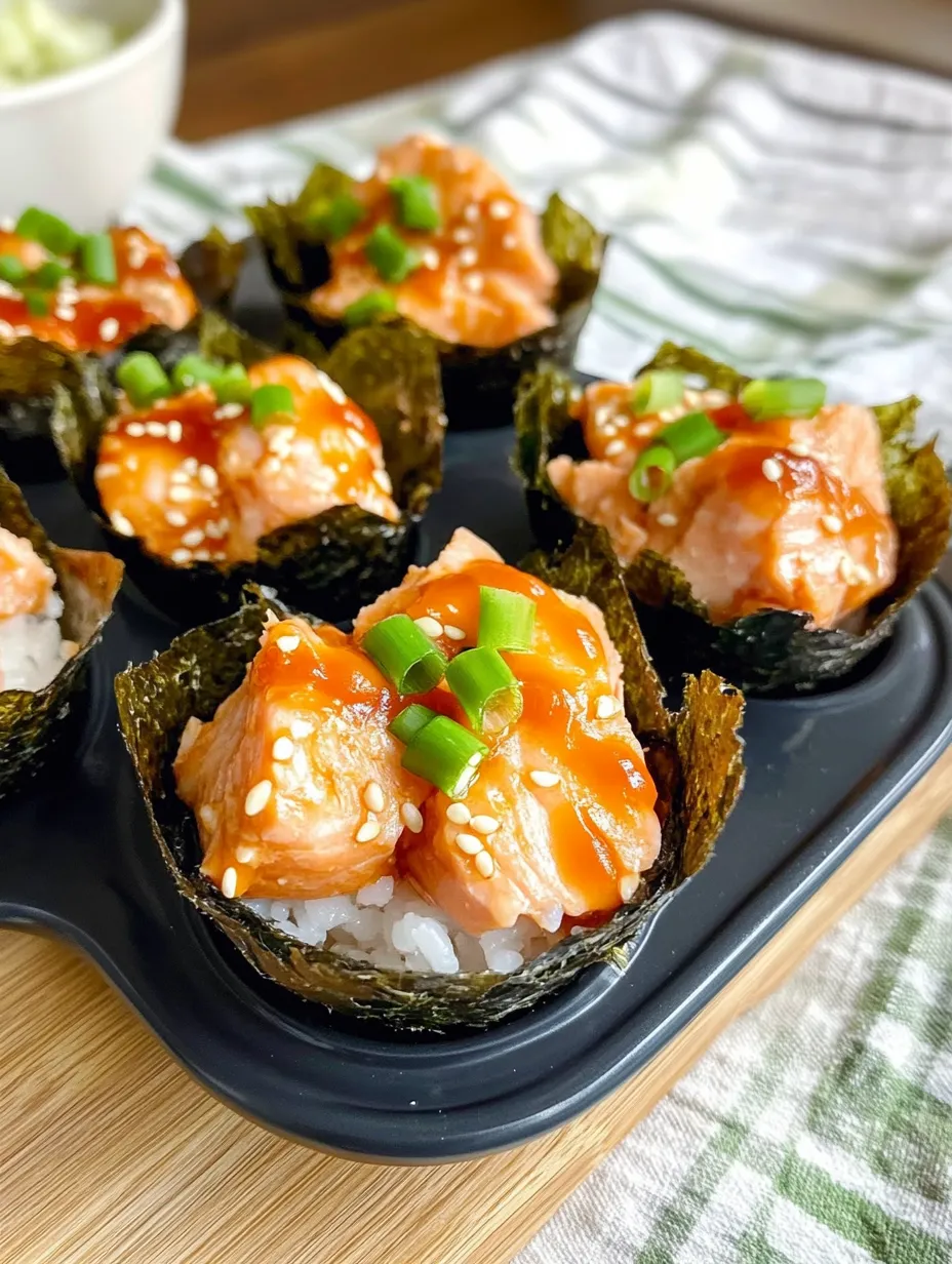 Spicy Salmon Sushi Cups