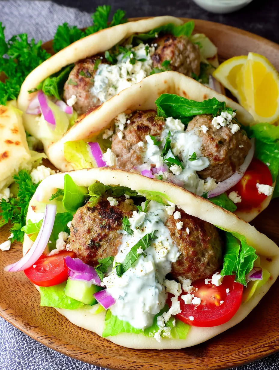 Greek Meatball Pitas