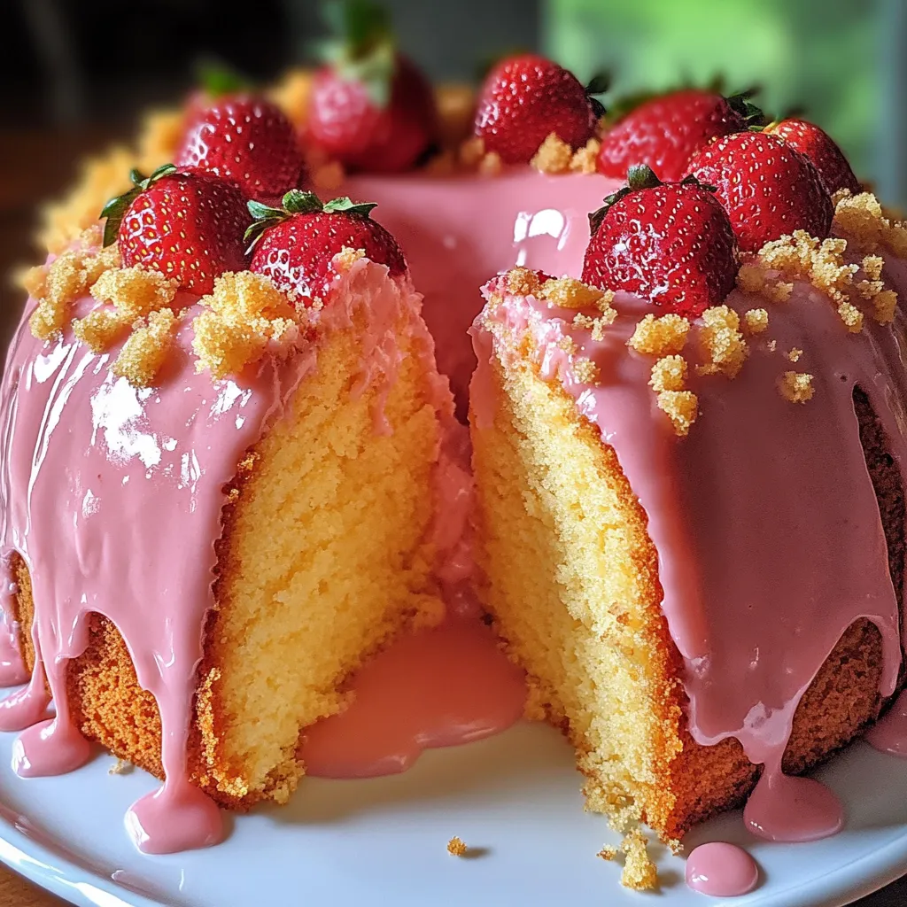 Bundt Cake with Strawberries and Cheesecake