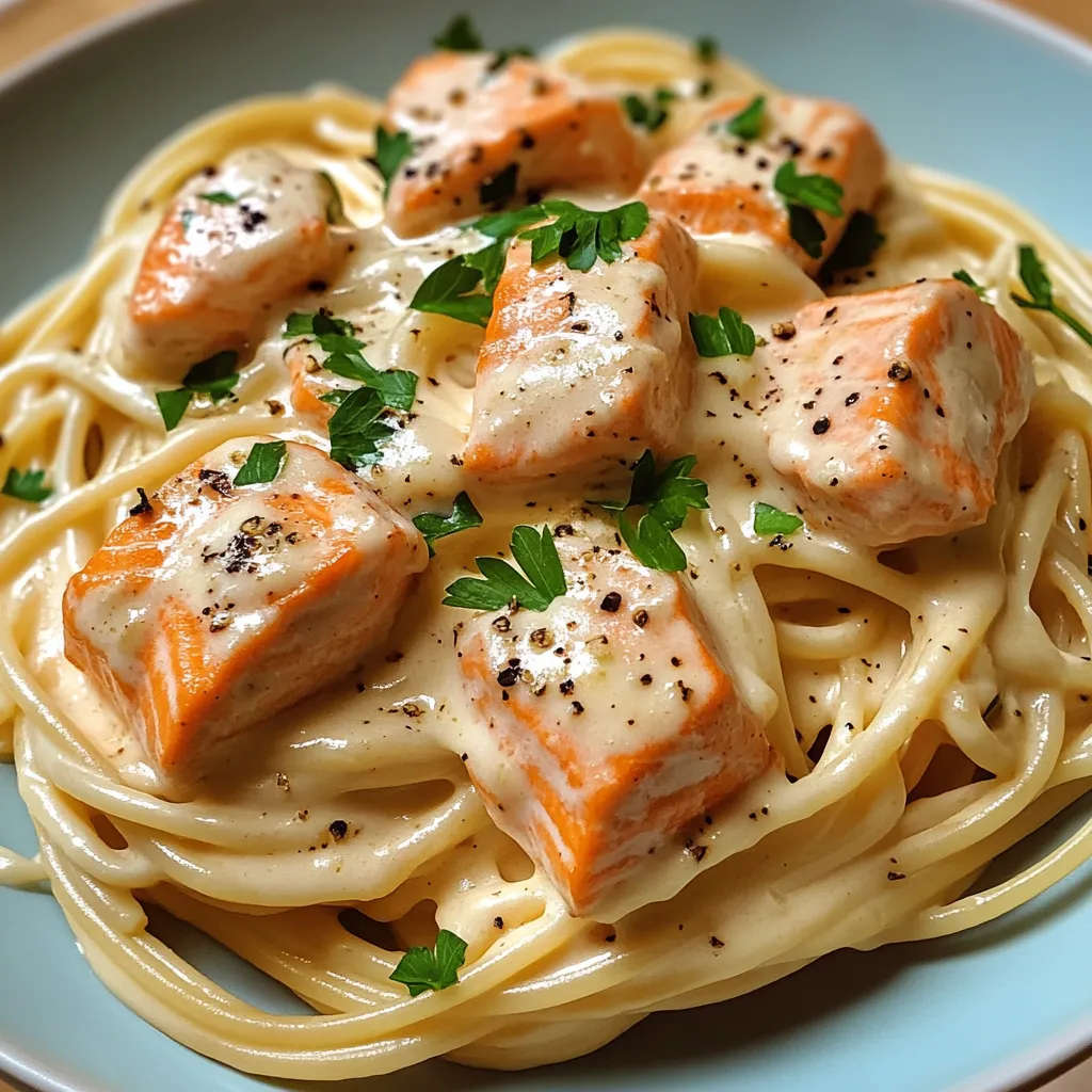 Creamy Garlic Salmon Pasta How-To