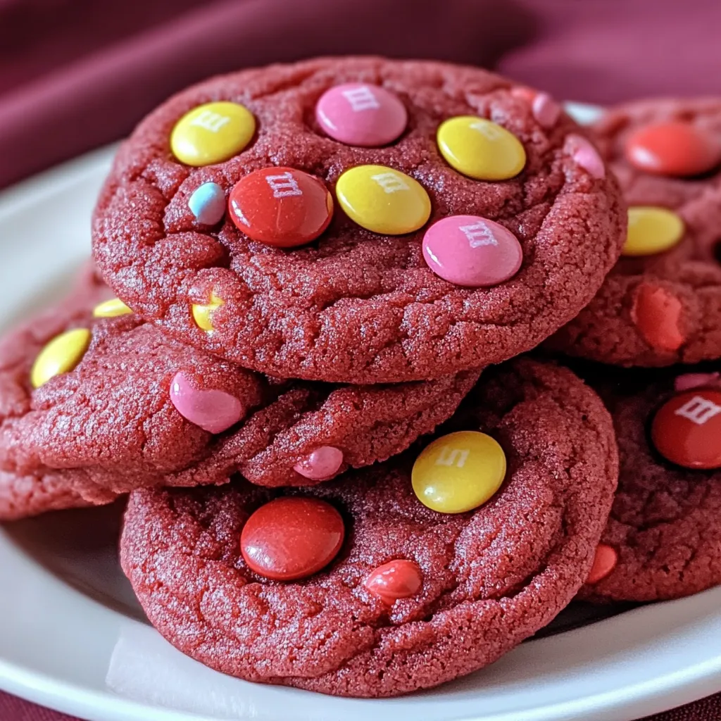 Red Velvet M&M Cake Mix Cookies