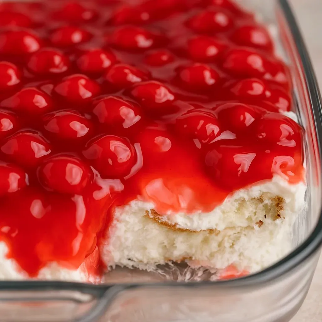 Fluffy cake with cherries on top