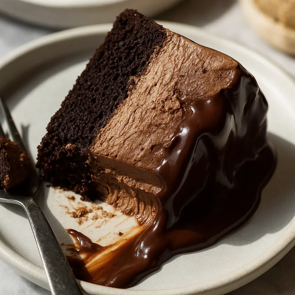 Rich Chocolate Vegan Cake with Mousse Layers