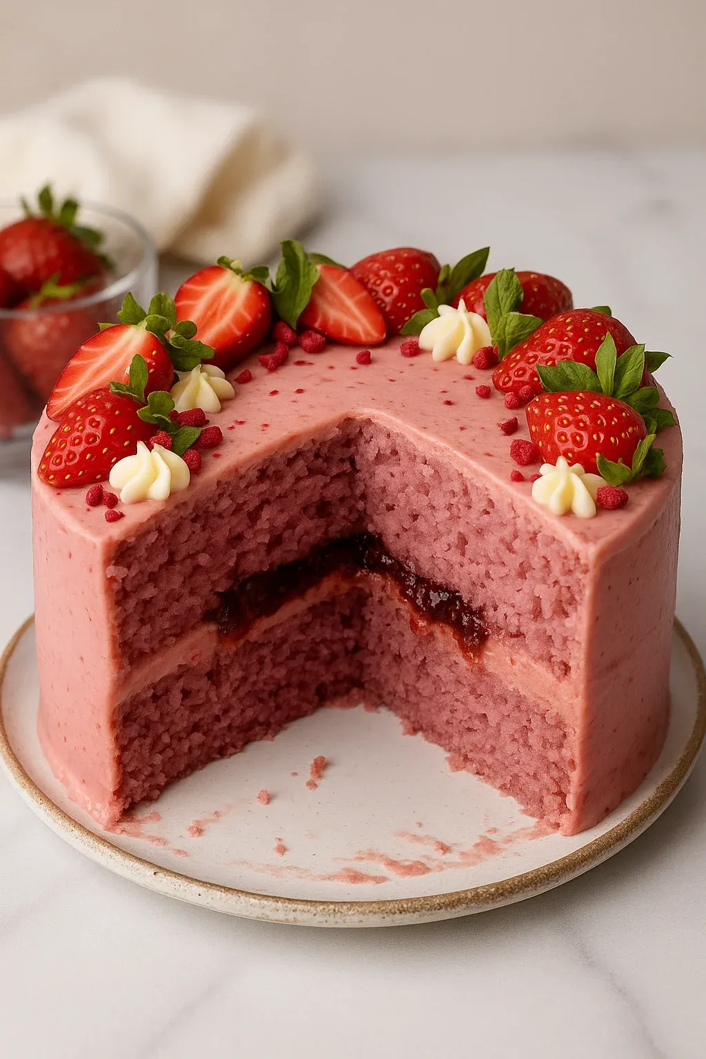Small-batch Vegan Strawberry Cake