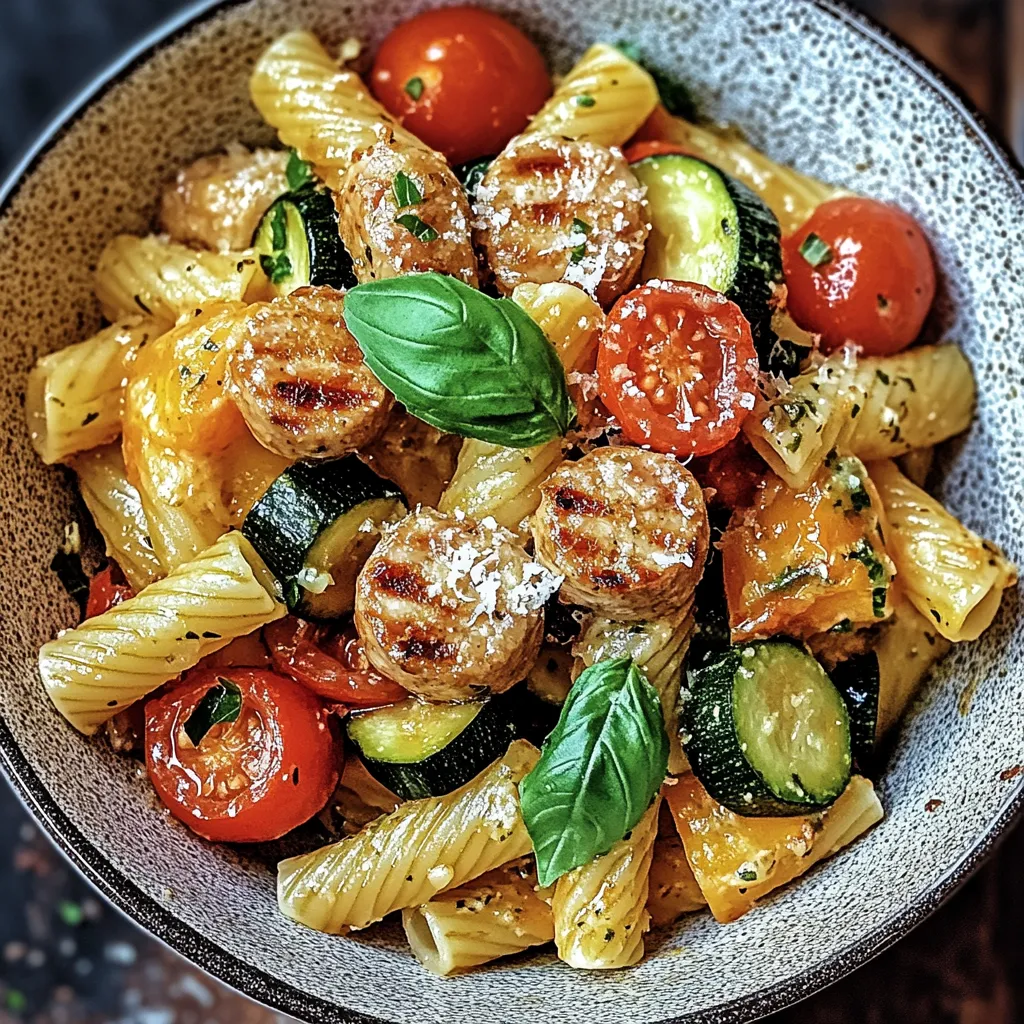 Fresh Chicken Sausages, Zucchini, and Pasta