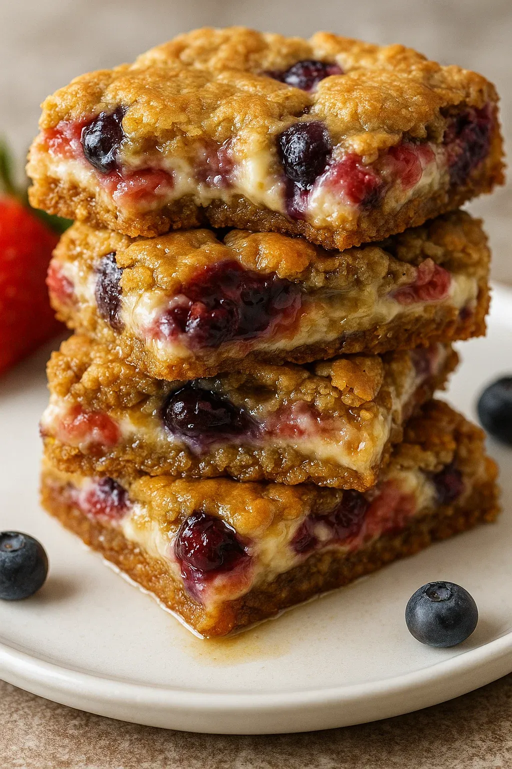 Berry Oatmeal Cheesecake Cookie Bars