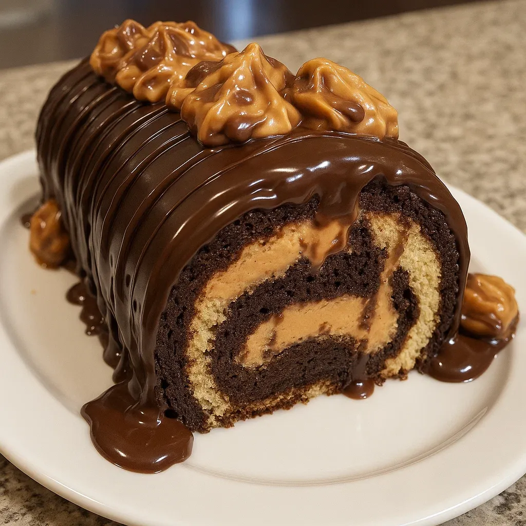 Delicious Peanut Butter Chocolate Roll Cake